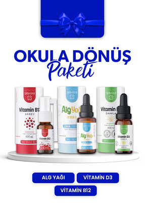 Erbatab Okula Dönüş Paketi ( Vitamin D3 Kids, Vitamin B12 Sprey, Alg Yağı Ome...
