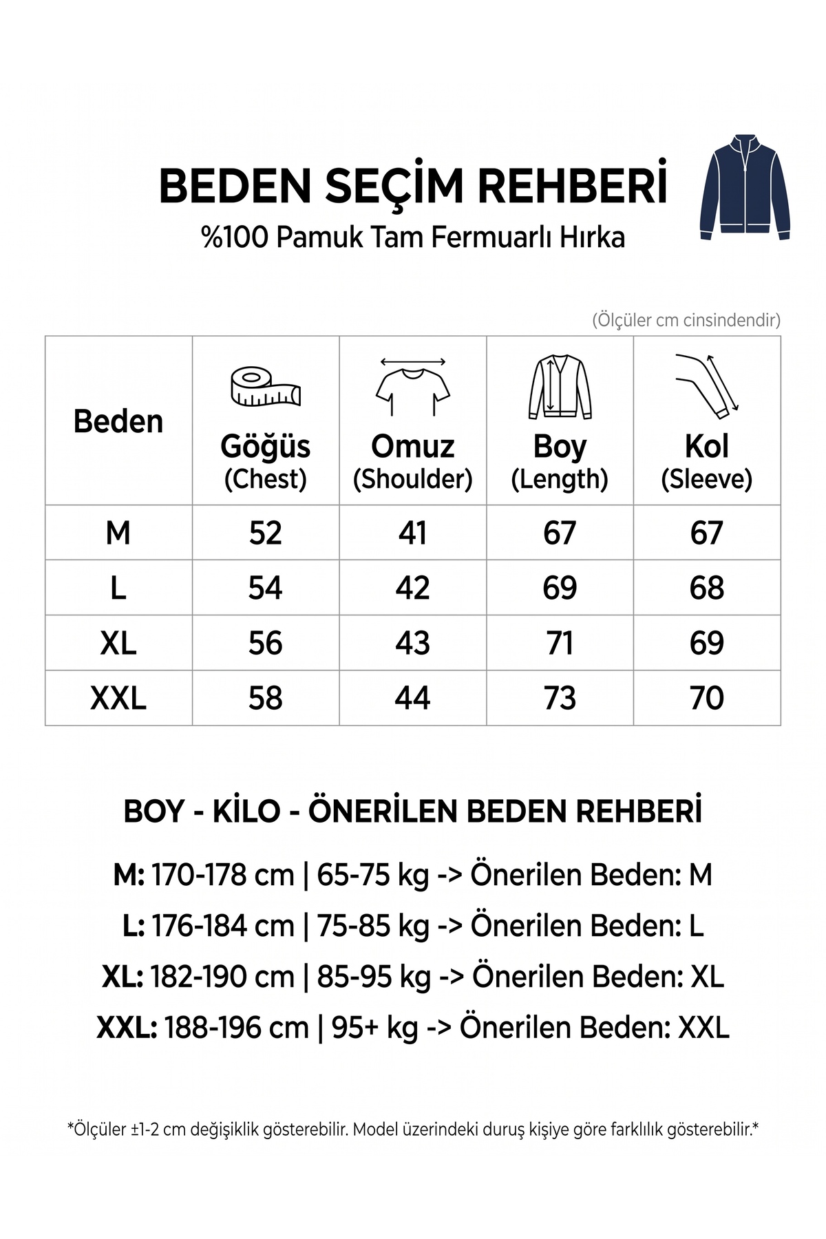 hateko Saf %100 Pamuk Erkek Triko Boydan Fermuarlı Hırka– Lacivert görsel 8