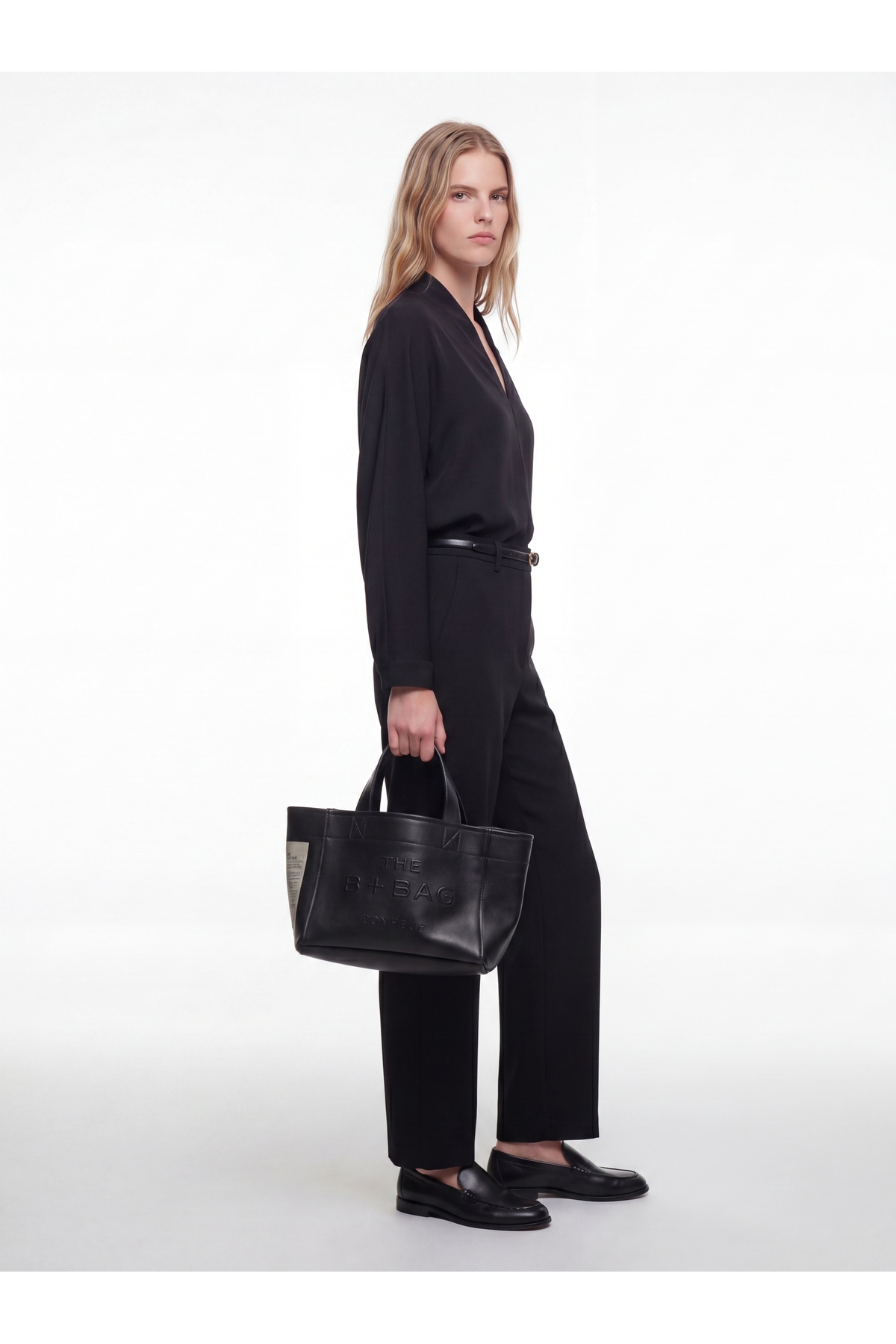 Bonheur Vegan Leather Black Phantom Small Tote Bag görsel 3