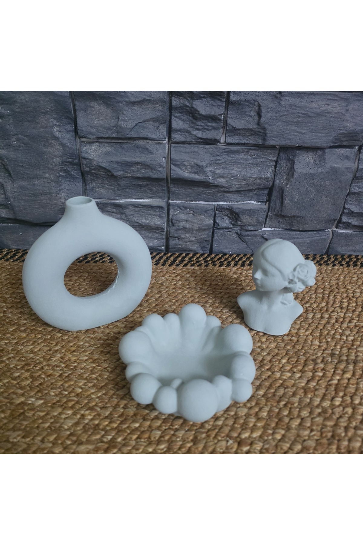 3-Piece Decorative Set VASE FLOWER girl CANDLE HOLDER home DECOR TRINKET object GIFT