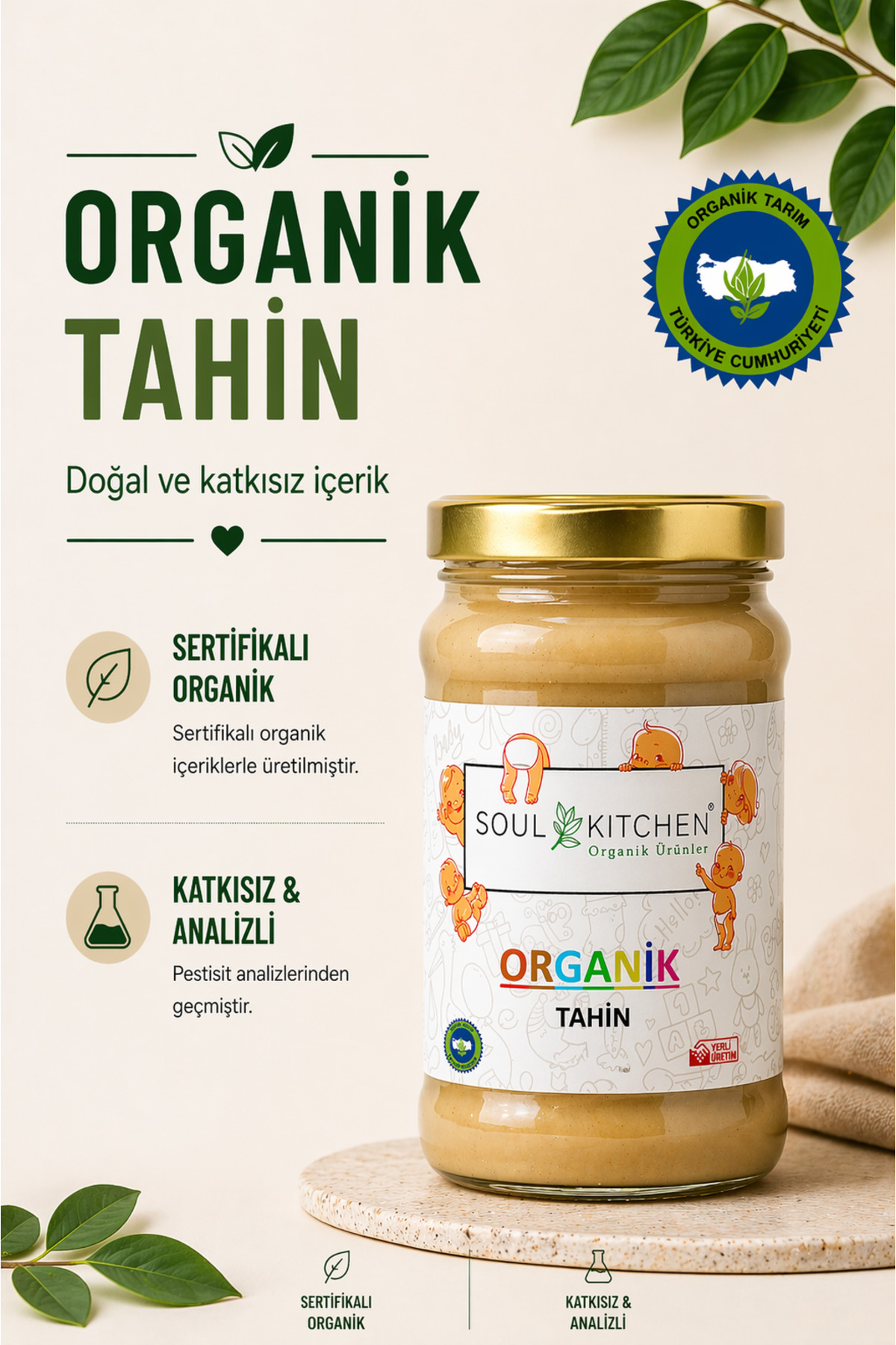 Soul Kitchen Organik Ürünler Organik Sertifikalı Tahin Yerli Üretim 300 g Analizli Çiğ Susamdan - Fiyatı, Yorumları