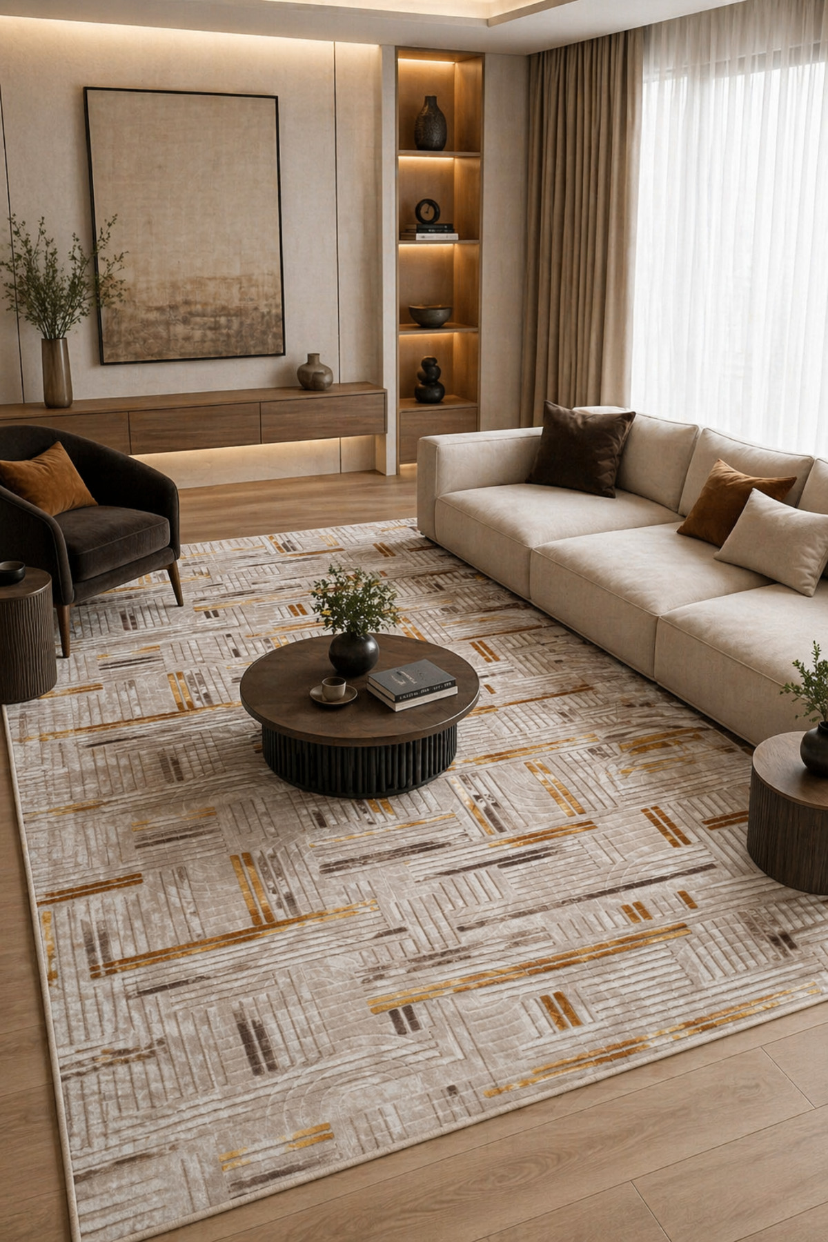 Anti-Slip Carpet Cutting Runner Living Room Corridor Kitchen Bedroom Rug 3005 BEIGE