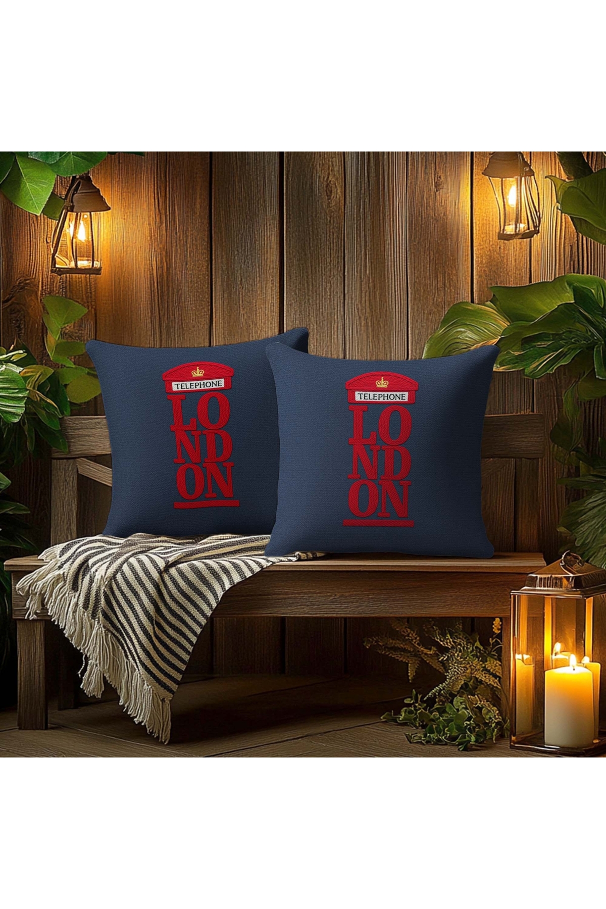 2 Pcs Double Sided Digital Printed Punch Punch Embroidery Pattern Square Pillow Covers