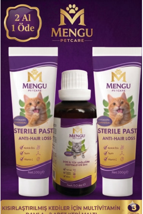 mengu petcare Kediler için B Complex Damla 50ml (1 adet) - Taurinli Kedi Malt...