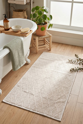 dekozer Luna Krem/Kırık Beyaz Yolluk 80x150 cm | %90 Pamuk, Yıkanabilir, Bany...