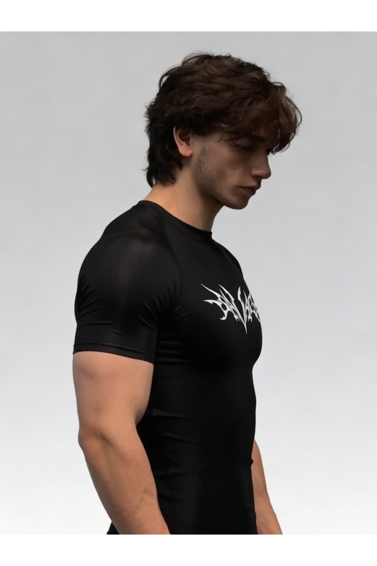 Yokedwear Savage Compression Dar / Slim Bisiklet Yaka Tişört siyah Unisex Genç görsel 2