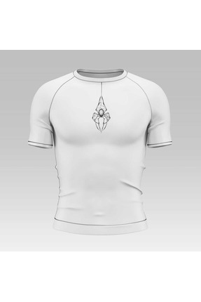 Yokedwear Sarkan Örümcek Compression Dar / Slim Bisiklet Yaka Tişört kırık beyaz