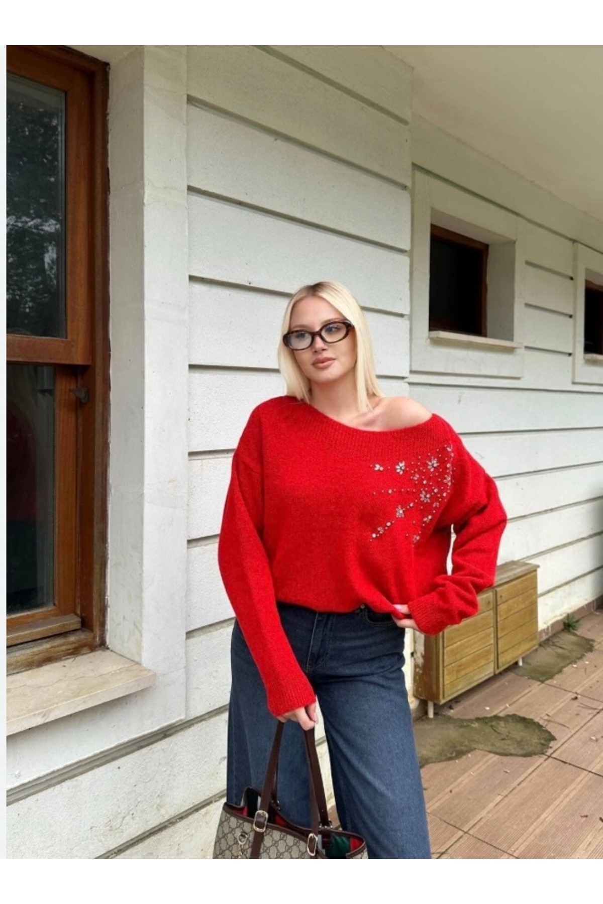 zenna  Yakası Taşlı Kazak