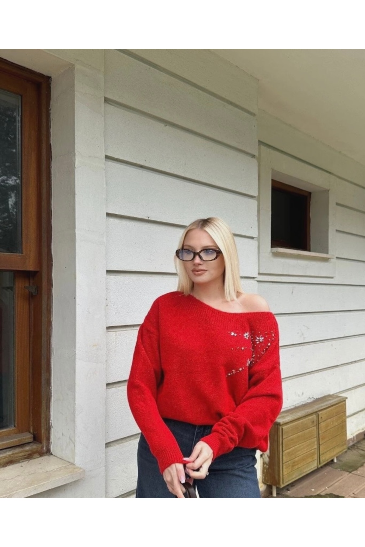 zenna  Yakası Taşlı Kazak - Görsel 2