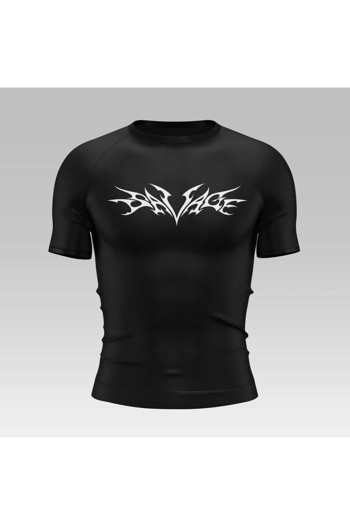 Yokedwear Savage Compression Dar / Slim Bisiklet Yaka Tişört siyah Unisex Genç görsel 5