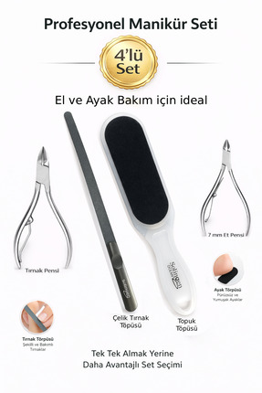 HerkeseUygun 4’lü El ve Ayak Bakım Seti | Tırnak Makası + Tırnak Törpü + Tırn...
