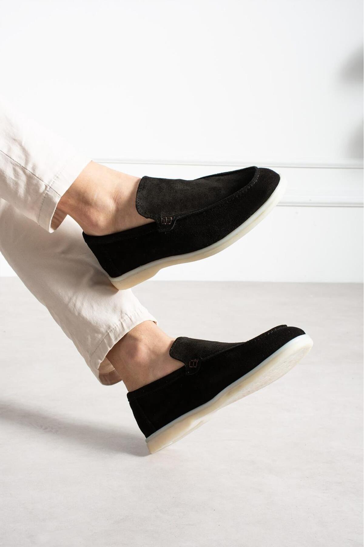 NİGHT Collection Alviano Shoes Yaz Sezonu Siyah Süet Loafer Erkek