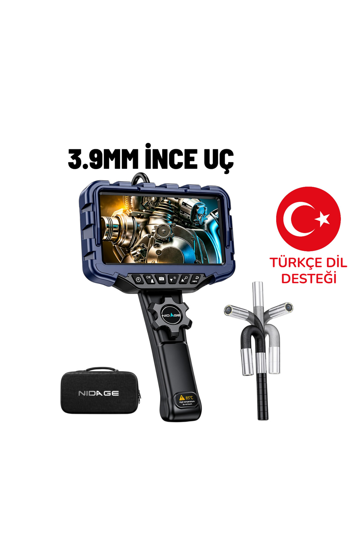 NIDAGE 3.9mm ince uçlu oynar başlıklı endoskop kamera yılan kamera arıza tespit tamir kamerası