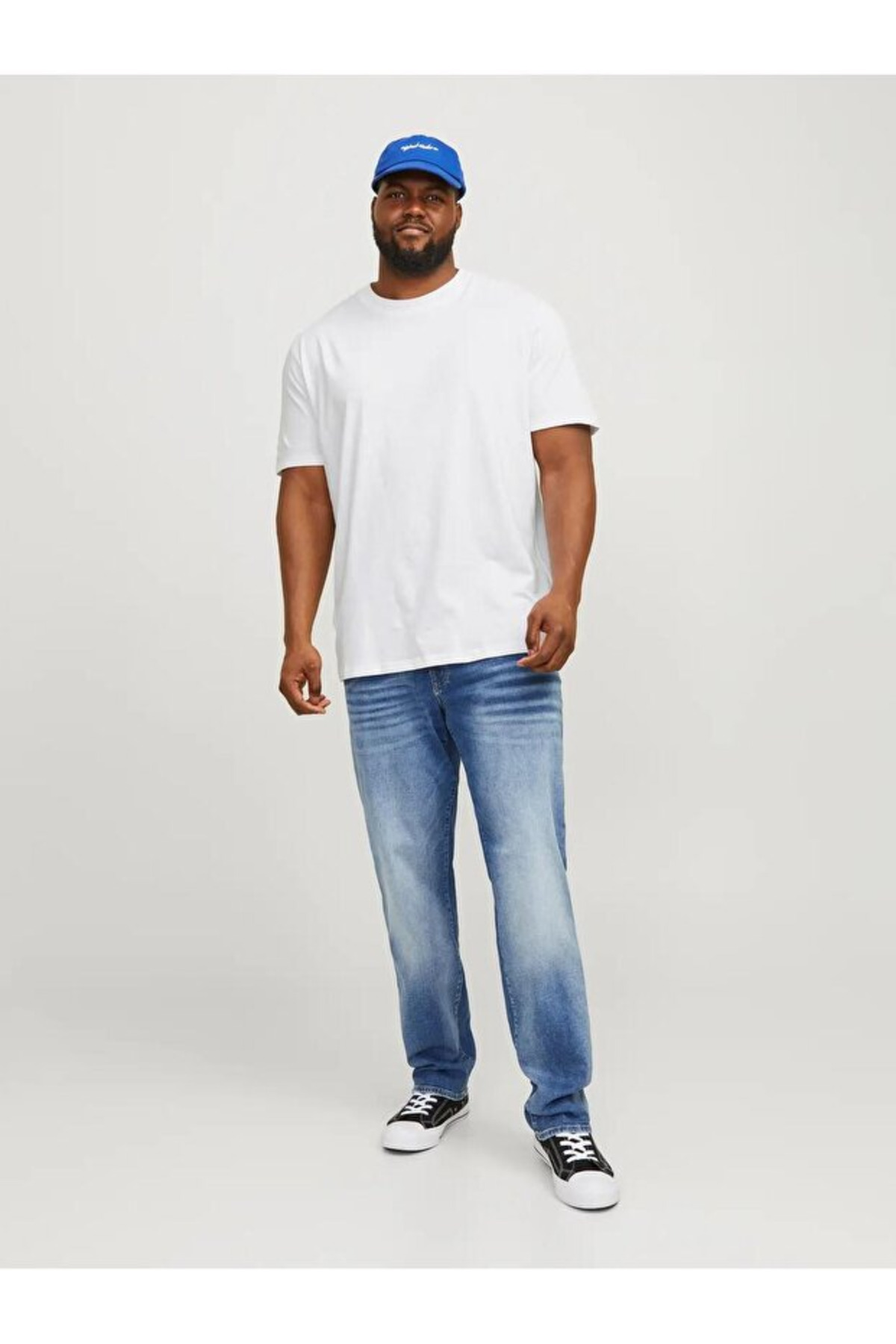 تی‌شرت مردانه سایز بزرگ سفید JJEBRADLEY کد ۱۲۲۵۰۶۲۳ جک اند جونز تی شرت بزرگ سایز Jack & Jones