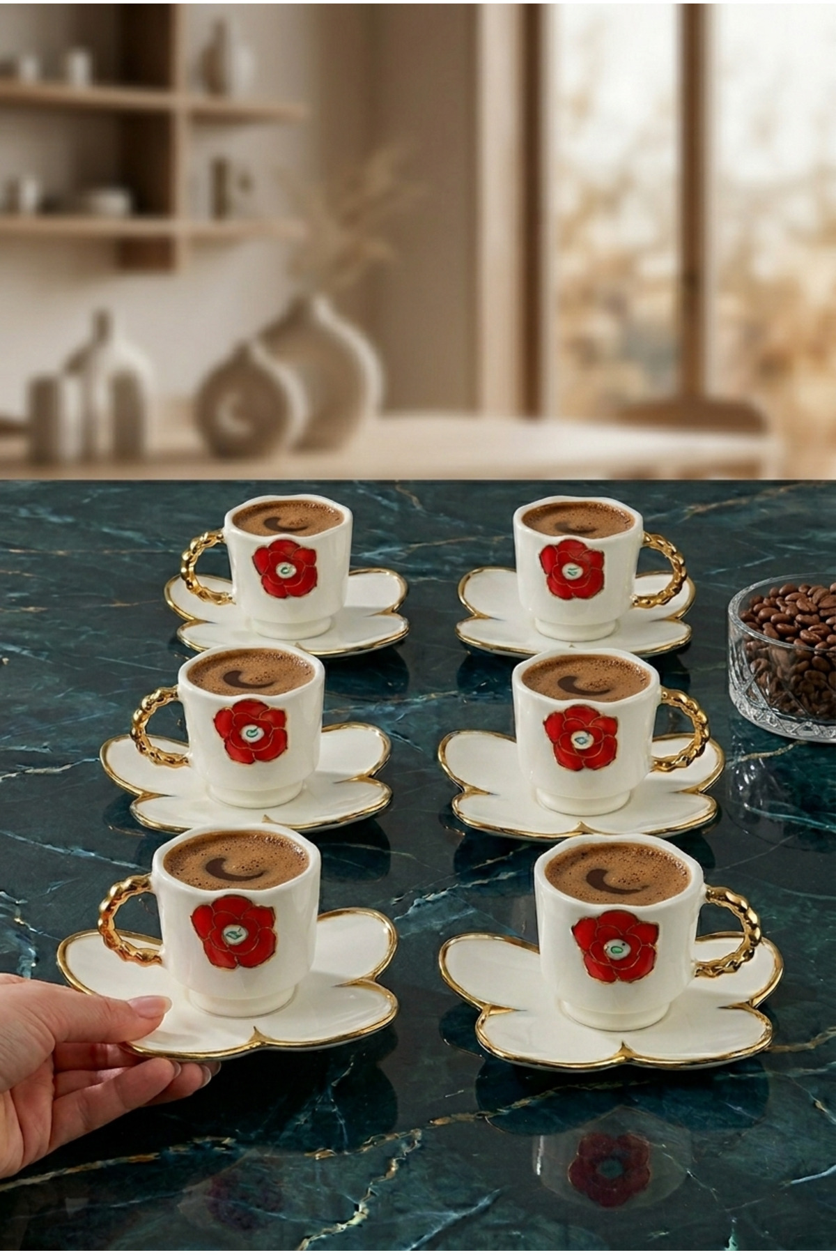 ACAR Charlotte 6-Person Coffee Cup Set 90 ml 09363 Red