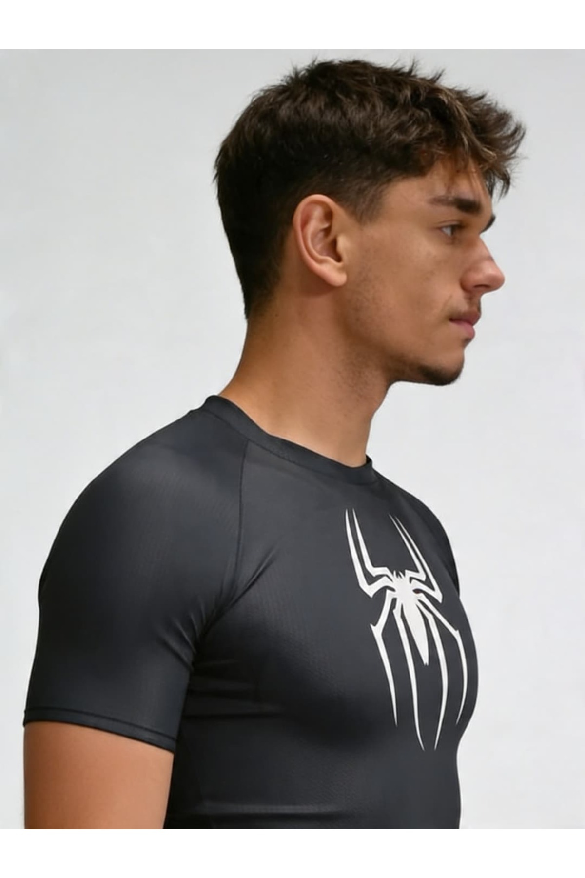 Yokedwear Örümcek Compression Dar / Slim Tişört gri Unisex Genç görsel 2