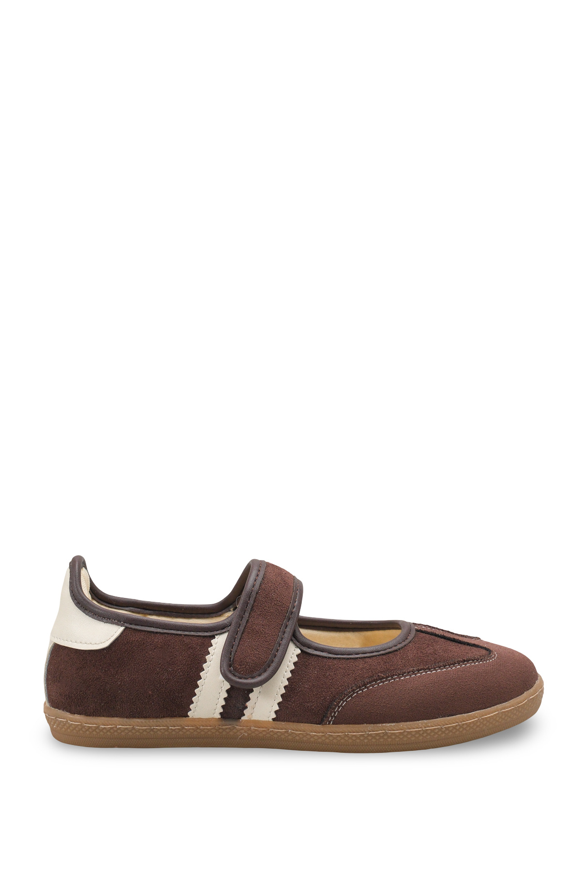 Bak Store Acı Kahve Süet Kadın Spor Babet Cırtlı Dikişli Taban Mery Jane Sneaker Retro görsel 4