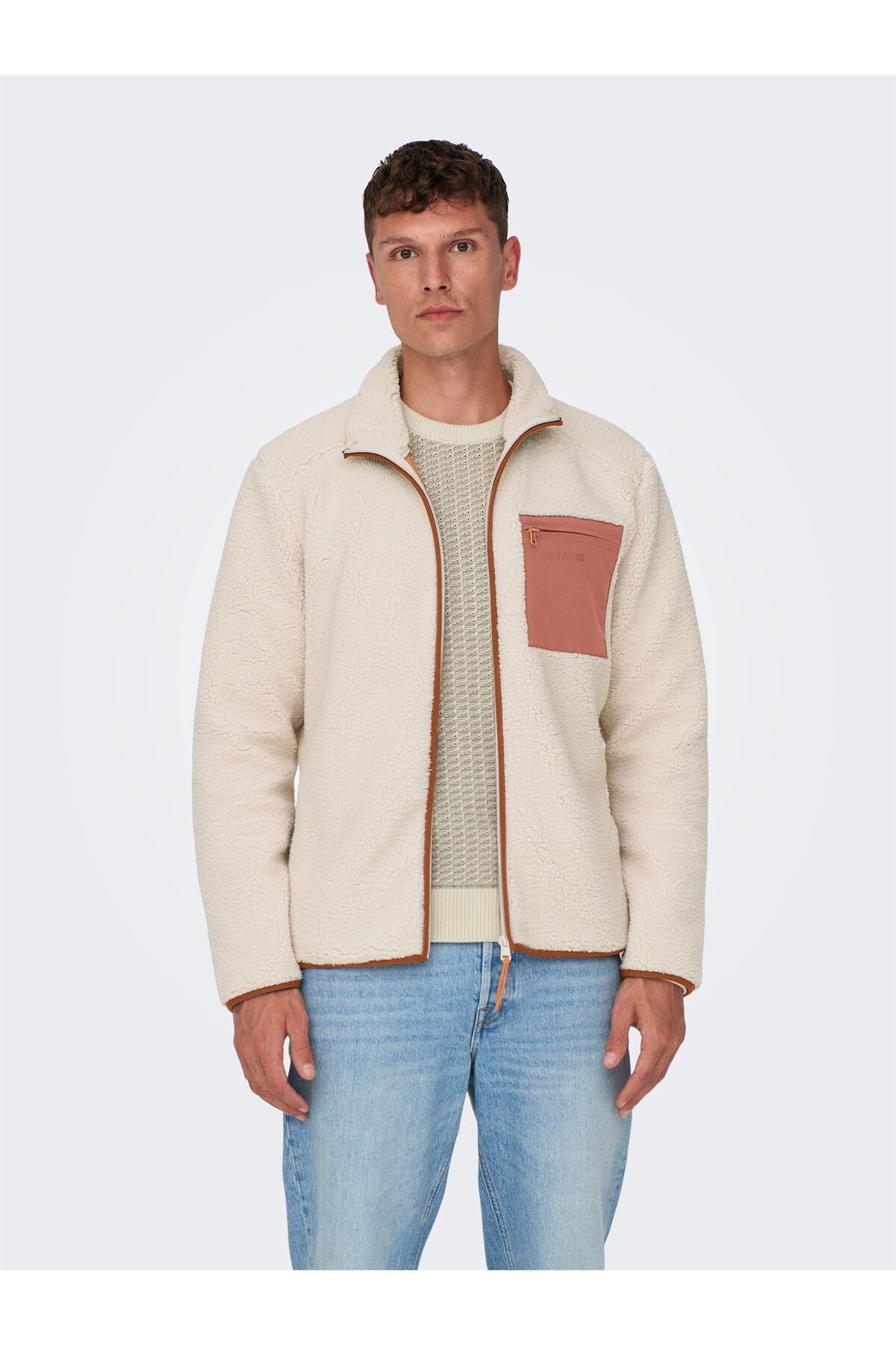 Only & Sons ONSDALLAS LIFE SHERPA JACKET OTW VD Erkek Gray Ceket