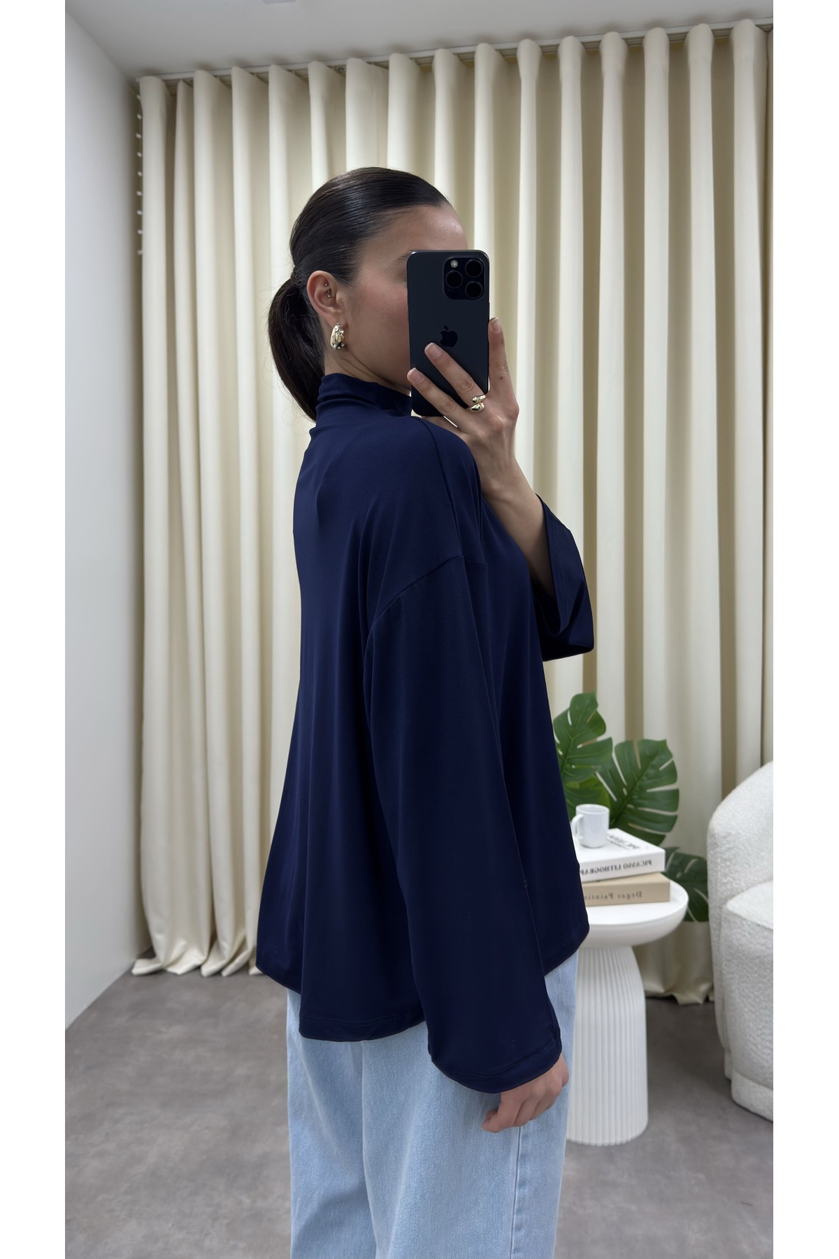 YOUR NAME Dik Yaka Oversize Dökümlü Bluz görsel 3