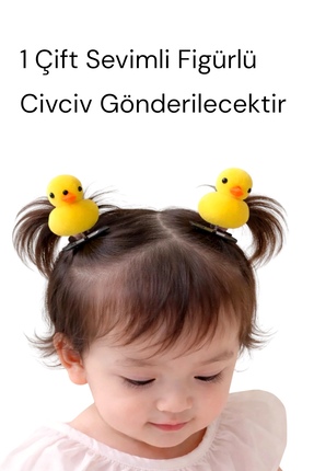 SHEKER HOME Kız Çocuk ve Kız Bebek 2’li Sarı Civciv Pens Toka Seti Sevimli Sa...