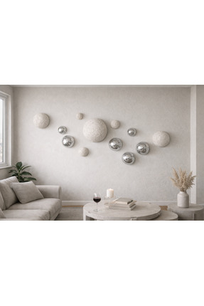 CLAYRAA Modern Duvar Dekoru 3D Top Set – Minimal Salon Duvar Süsü, Dekoratif ...