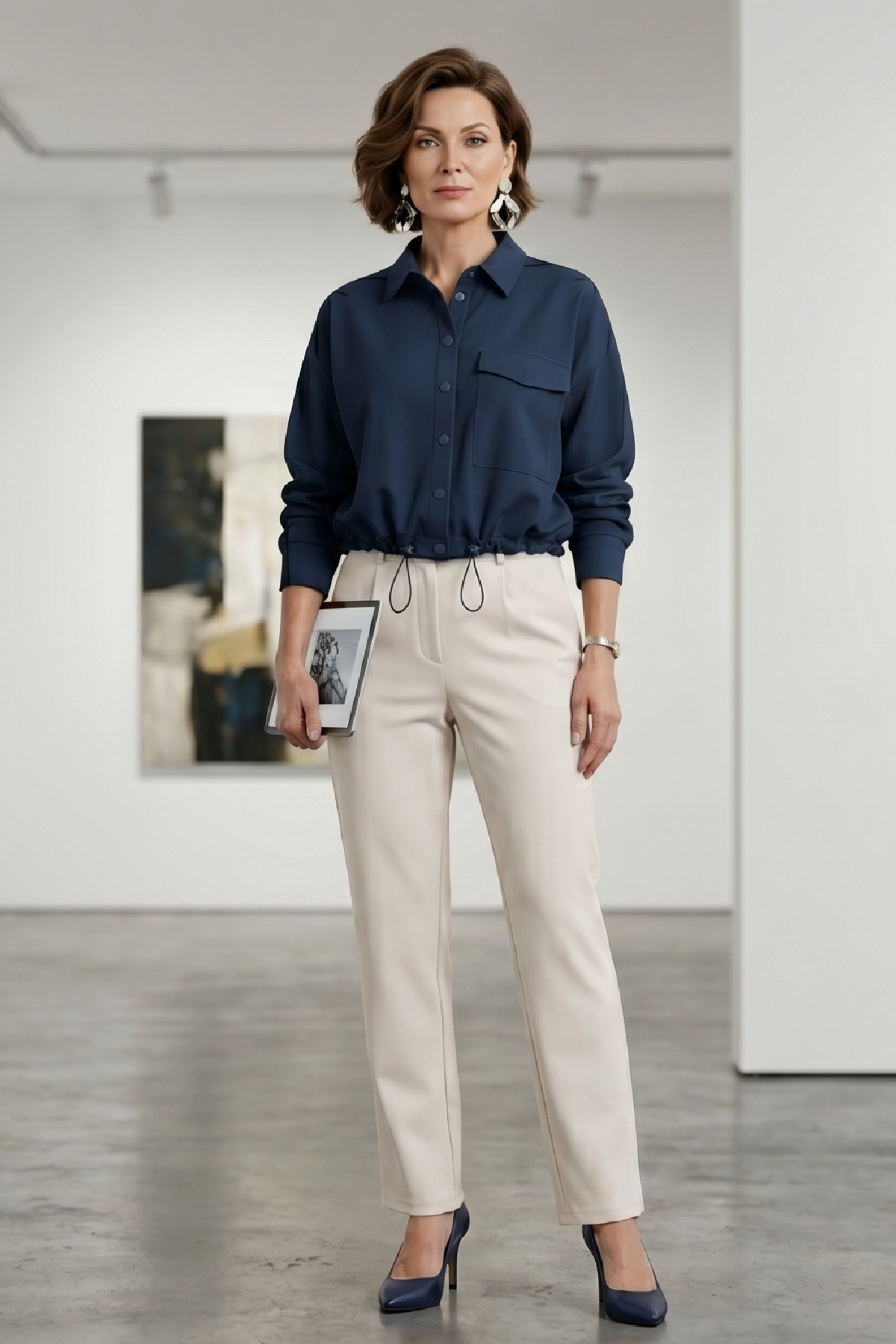 Kadın Flexon Ultra Esnek Relaxed Beli Lastikli Jogger Pantolon Krem W702-R0433-06 8