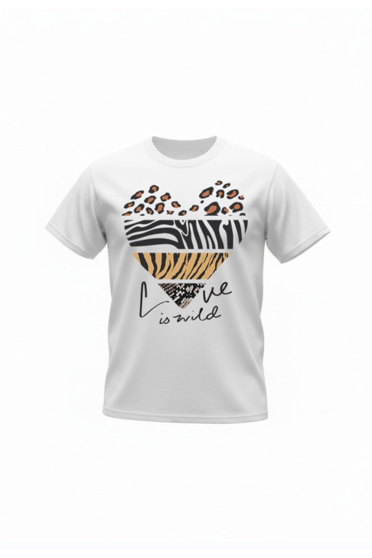 URBANTRENDSTORE Unisex Heart Love Leopard Pattern Oversize Fit Comfortable Wide Loose T-Shirt Casual T-Shirt