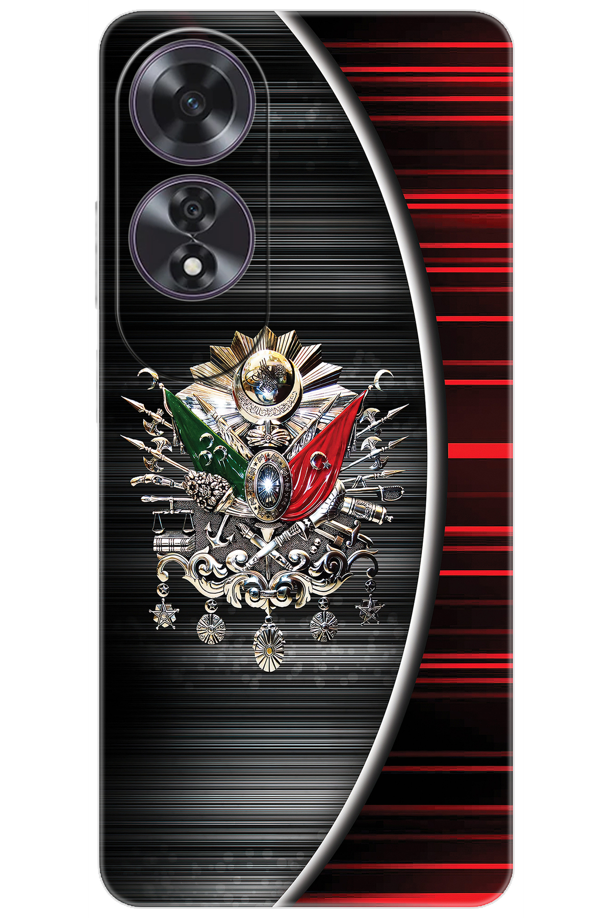 OPPO A60 (CPH2631) Compatible Sheath Pattern Printed Silicone Ottoman Tughra Design NGO:410 CP-b16Jb04