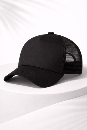 OUS Unisex Fileli Şapka Siyah – Yazlık Nefes Alabilir Trucker Cap