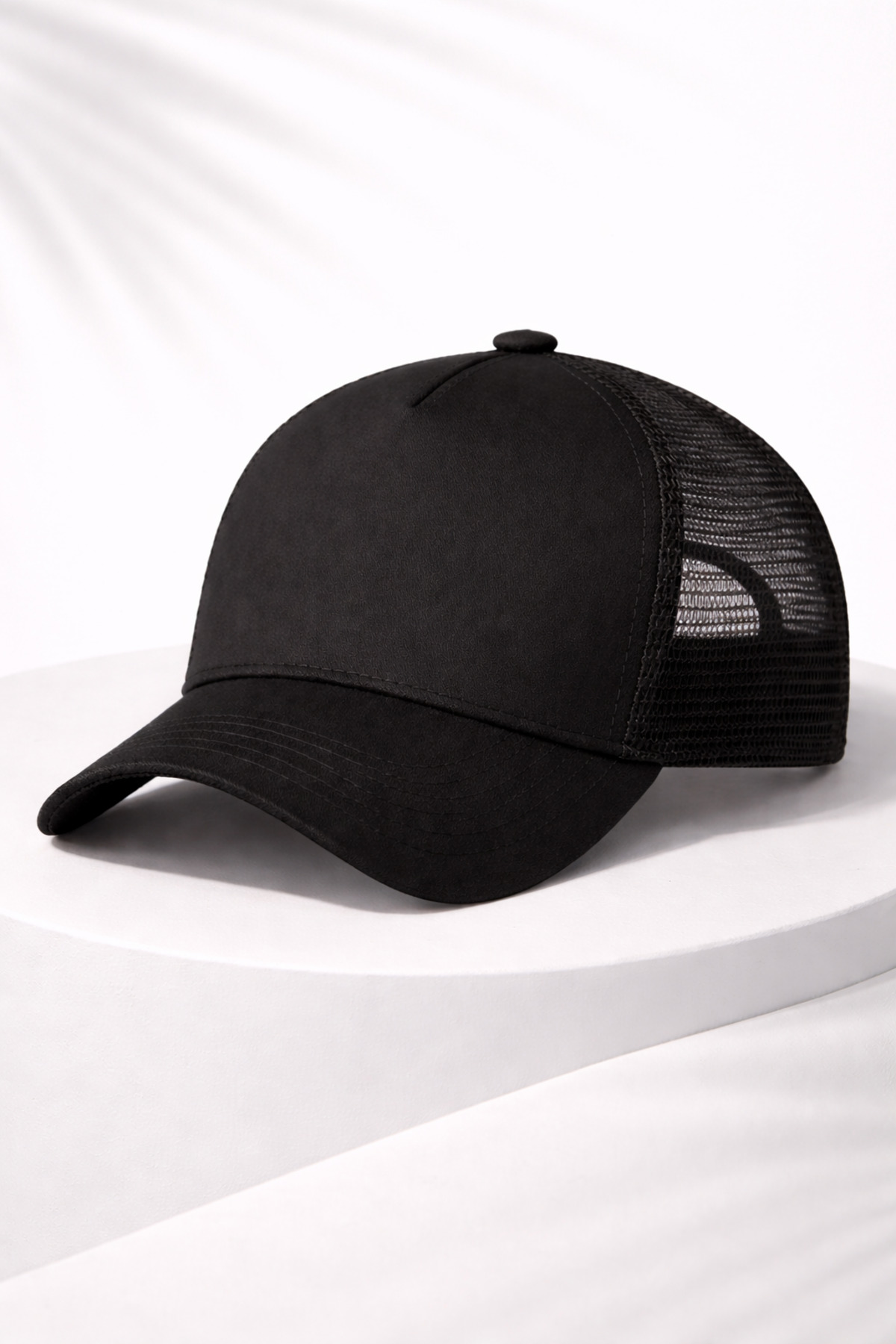 OUS Unisex Fileli Şapka Siyah, Yazlık Nefes Alabilir Trucker Cap