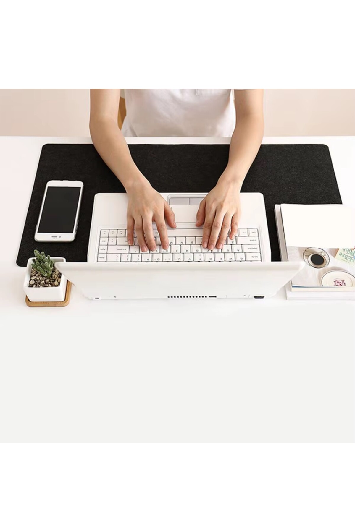 Felt Computer Mouse Pad Desk Organizer Desk Top Organizer Black 100x44cm