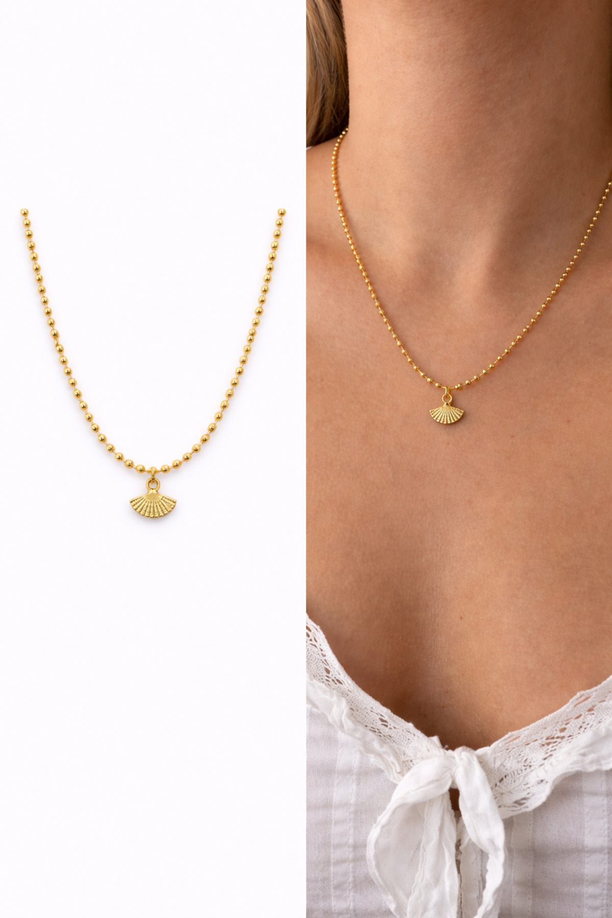 Yelpaze Charm Top Detaylı Kalın Gold Zincir 45 Cm Kadın Kolye