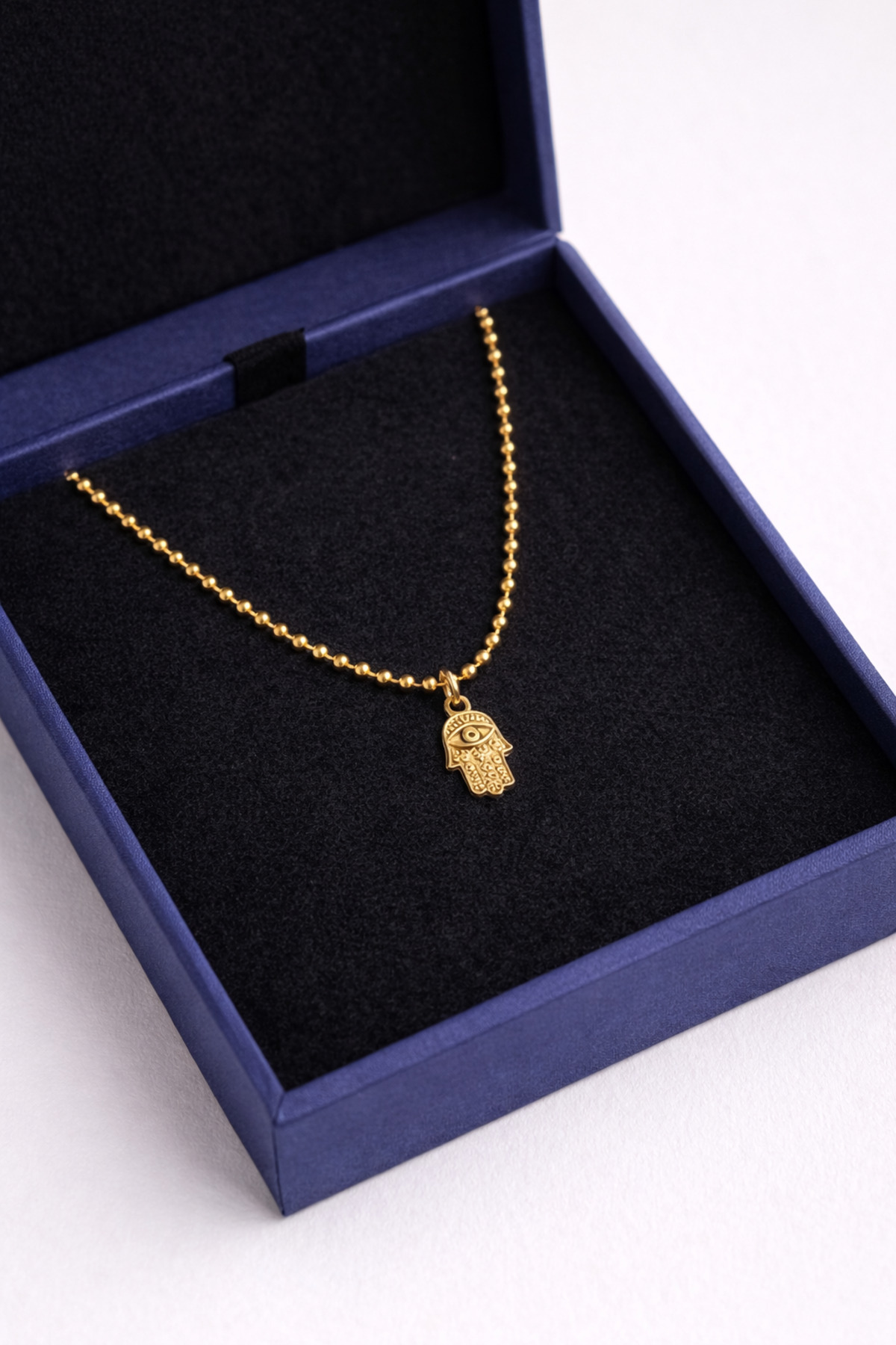 Hamsa Charm Top Detaylı Kalın Zincirli 45 Cm Gold Kadın Kolye - Detay Görseli 1