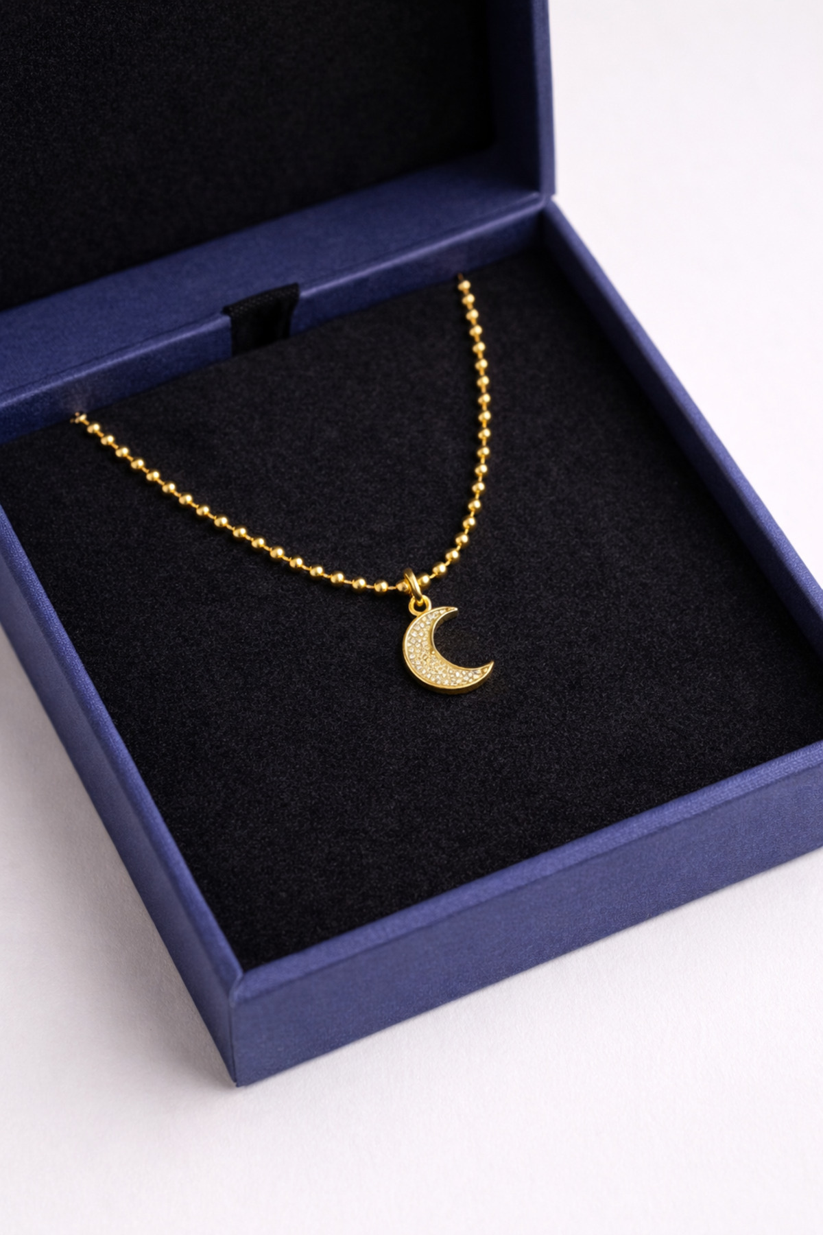 Ay Charm Top Detaylı Kalın Gold Zincirli 45 Cm Kadın Kolye - Detay Görseli 1