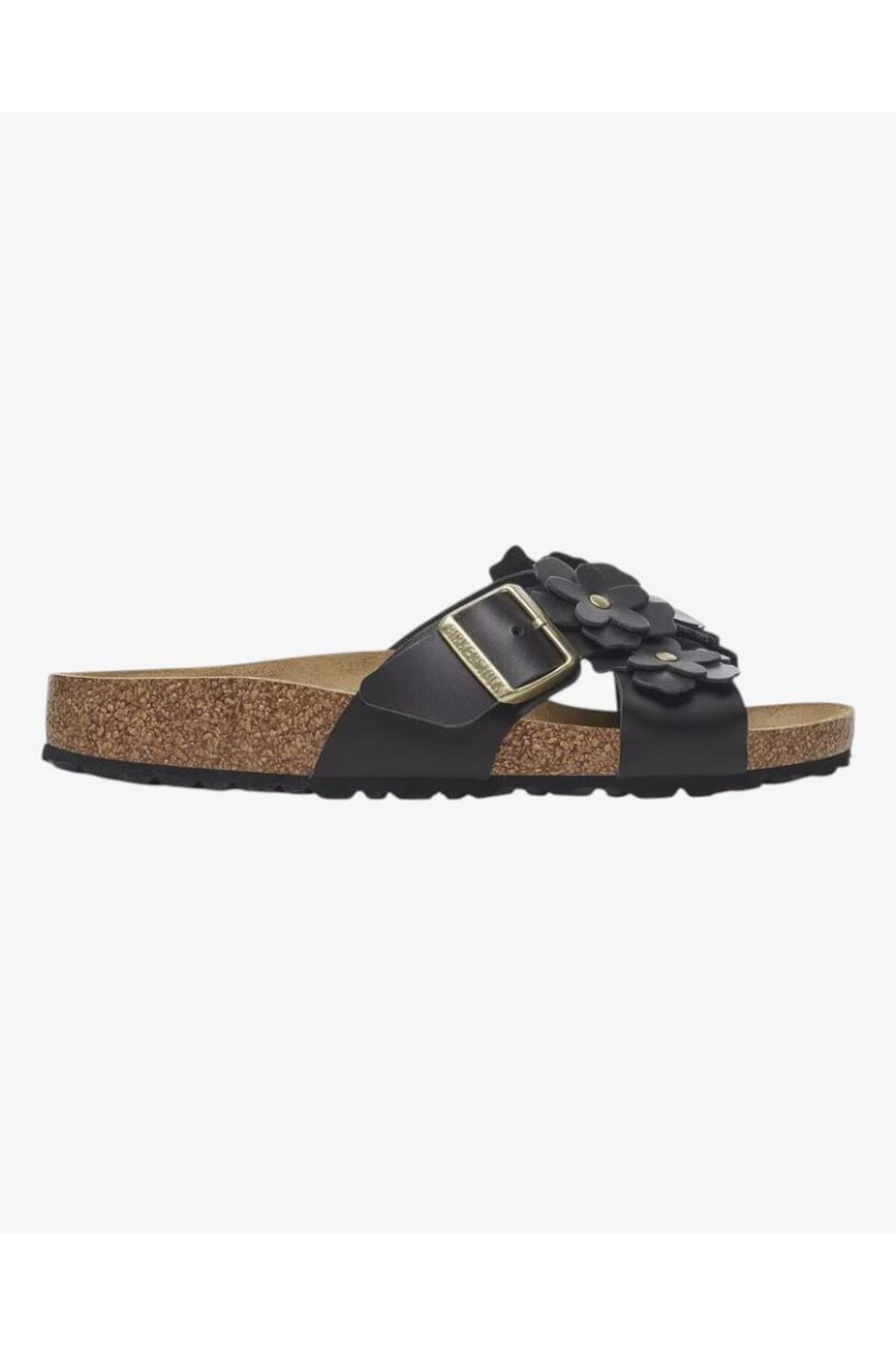 دمپایی زنانه مشکی/گنمِت SIENA FLOWERS کد 1026734 بیرکن استاک دمپایی Birkenstock