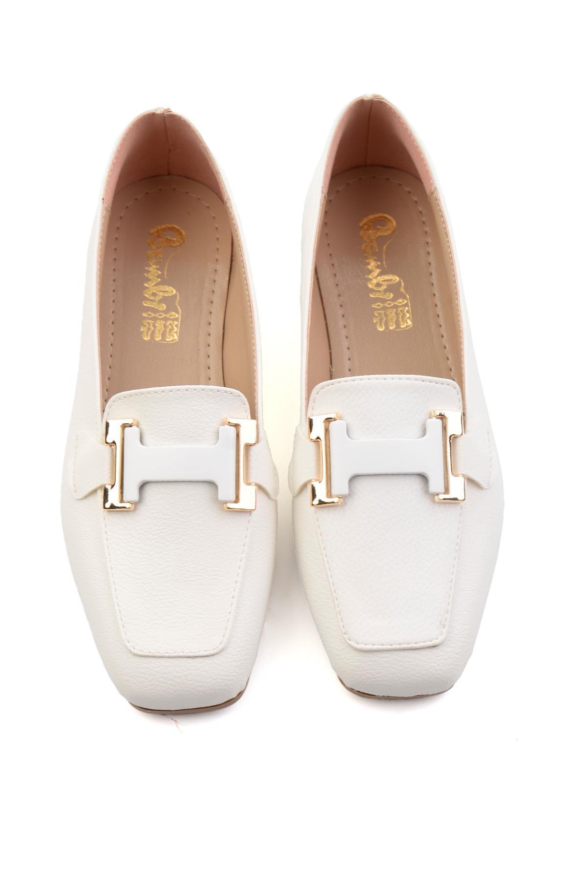 Bambi Beyaz Kadın Loafer Ayakkabı K01641022709 görsel 5