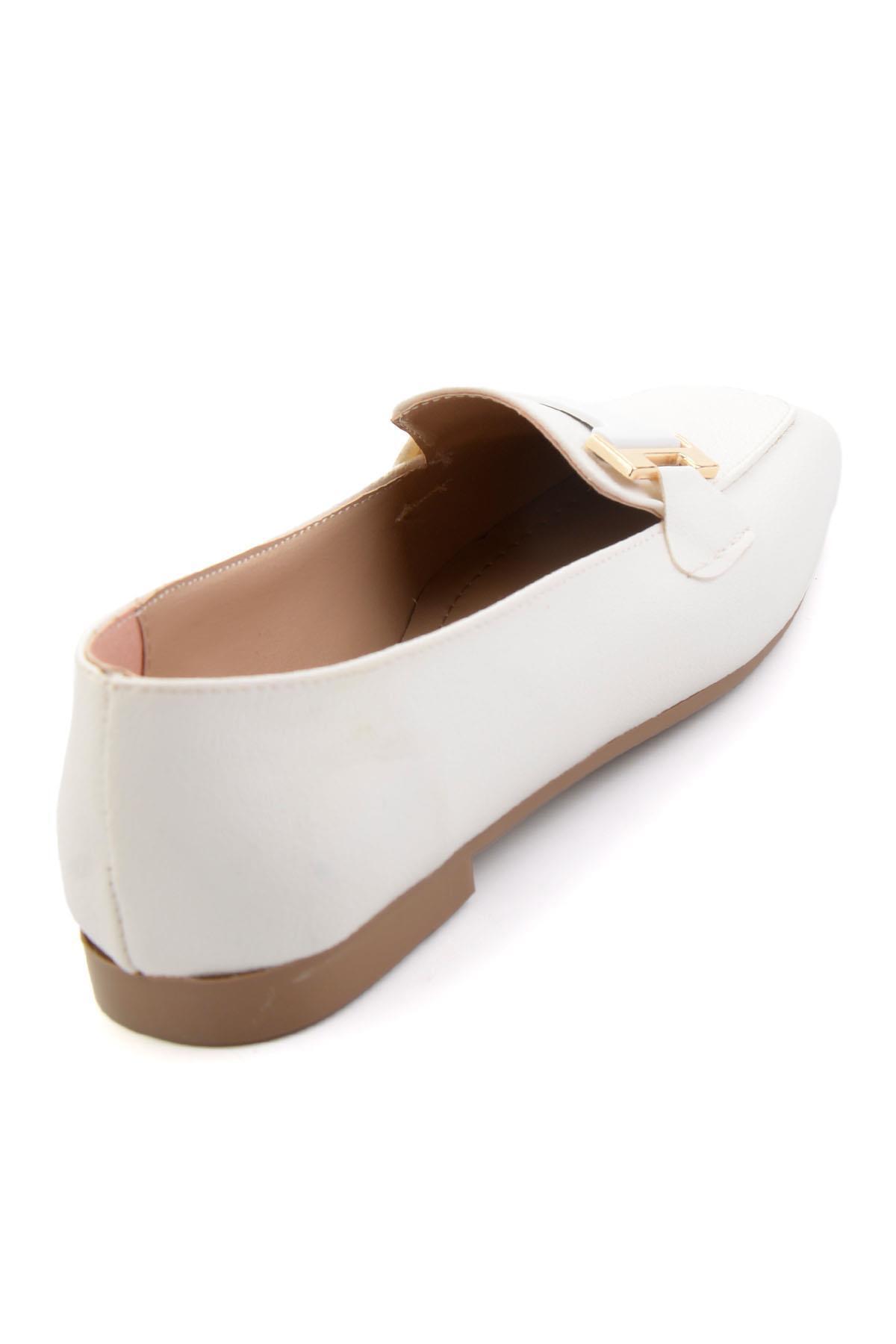 Bambi Beyaz Kadın Loafer Ayakkabı K01641022709 görsel 4