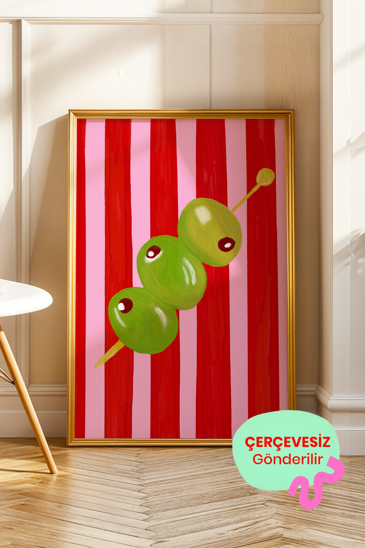 Kokteyl Zeytin Şiş Poster Bar Temalı Modern Duvar Dekoru Çerçevesiz