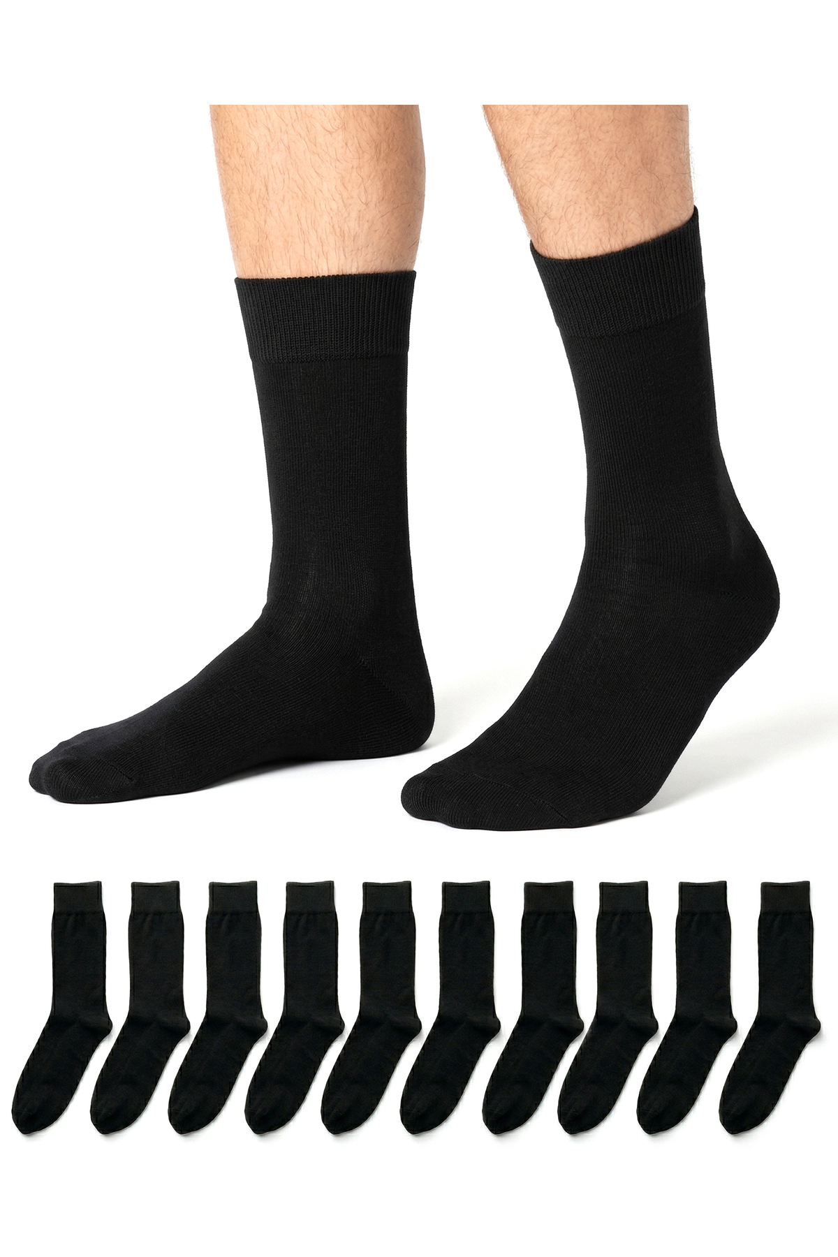 WinWith 10 Pack Cotton Seamless Plain Casual Classic Men's Socks 3522