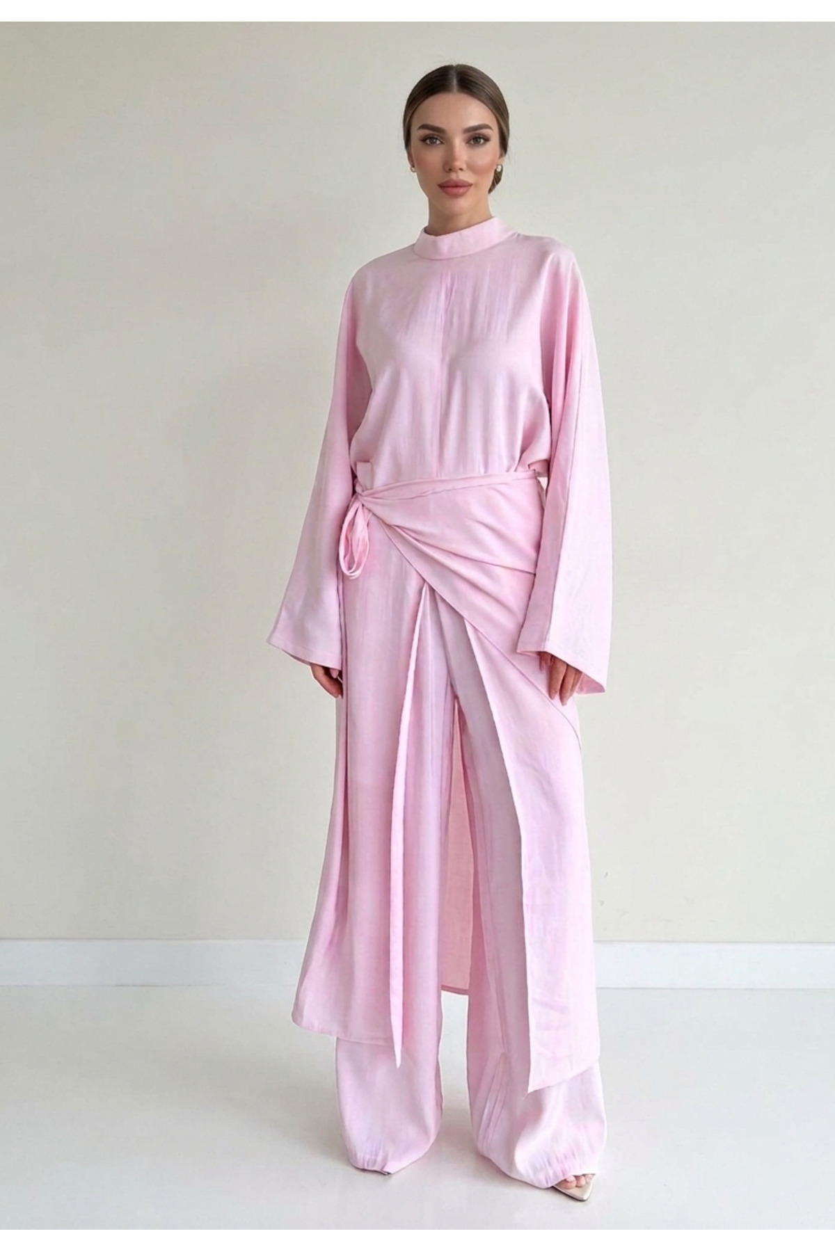 My Blog Pink Kimono Set with Tie Accessories - 8428