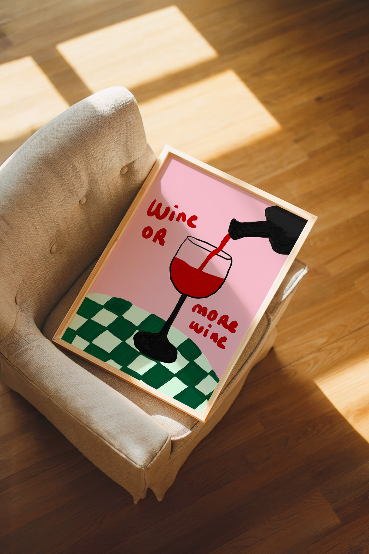 Şarap Temalı Slogan Poster Wine or More Wine Bar Duvar Dekoru Çerçevesiz