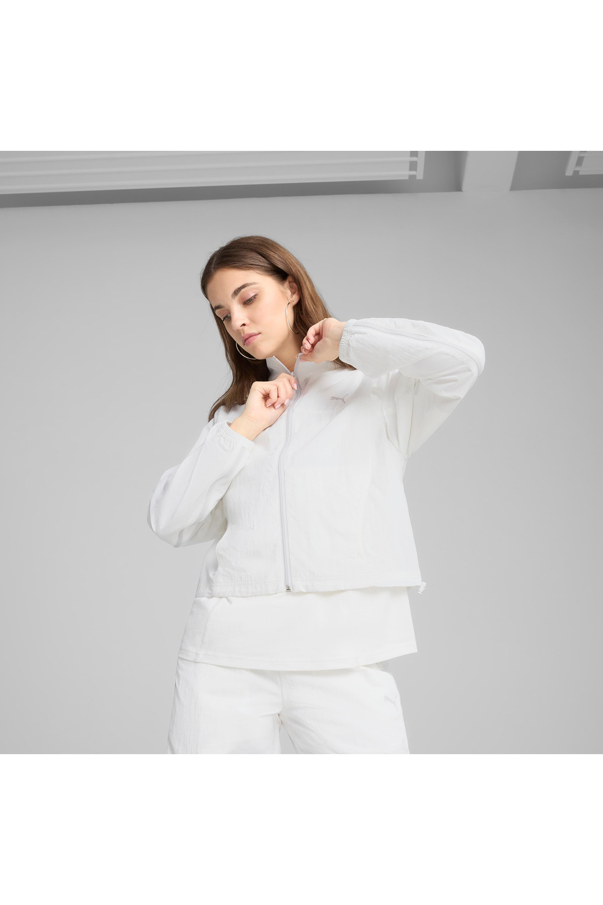 Puma Dare To Zip-Off Dokuma Kadın Beyaz Ceket görsel 2