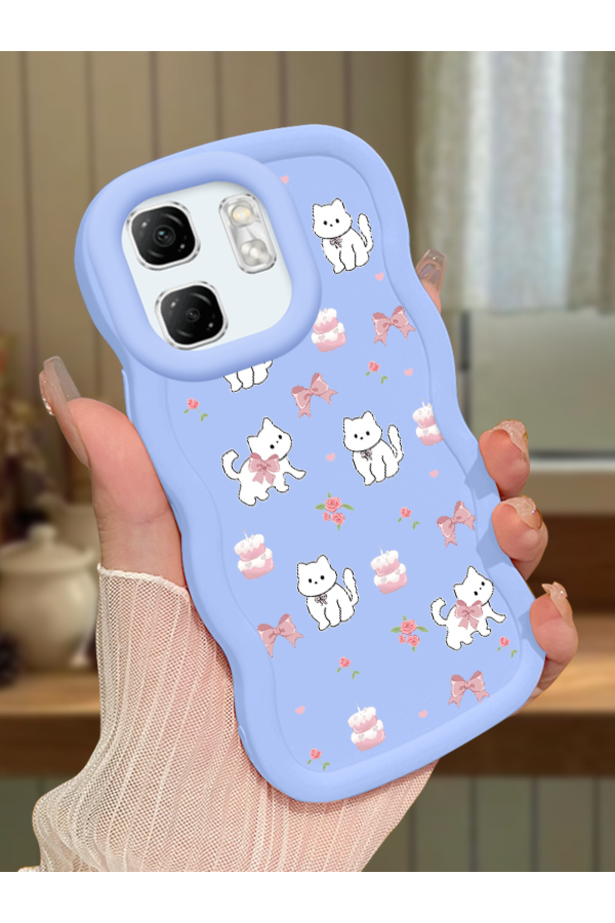 Infinix Hot 50i Compatible Blue Silicone Case Camera Shock Absorbing Design Stylish Printing