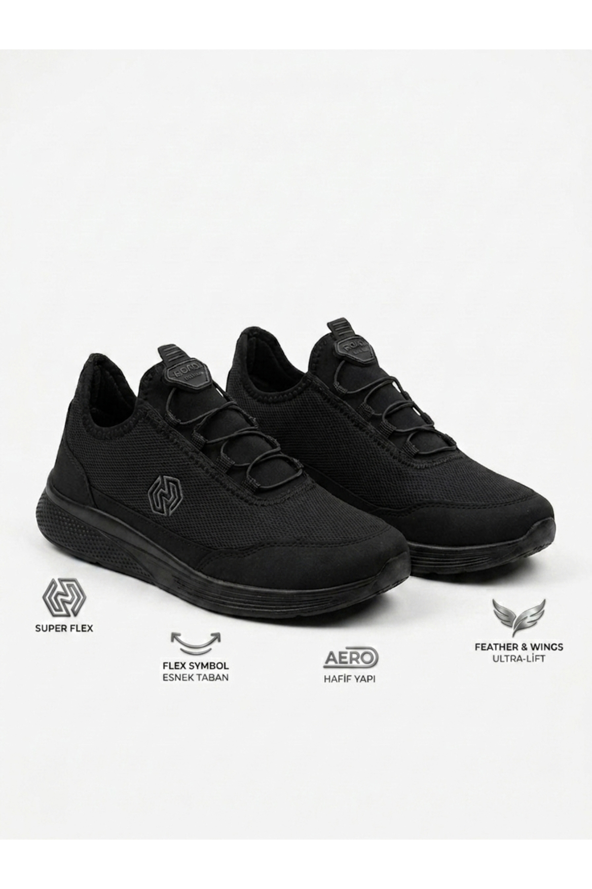Vojo RF Ultra Hafif Rahat Taban Yürüyüş Koşu Bağcıksız Erkek Spor Ayakkabı Sneaker Black görsel 2