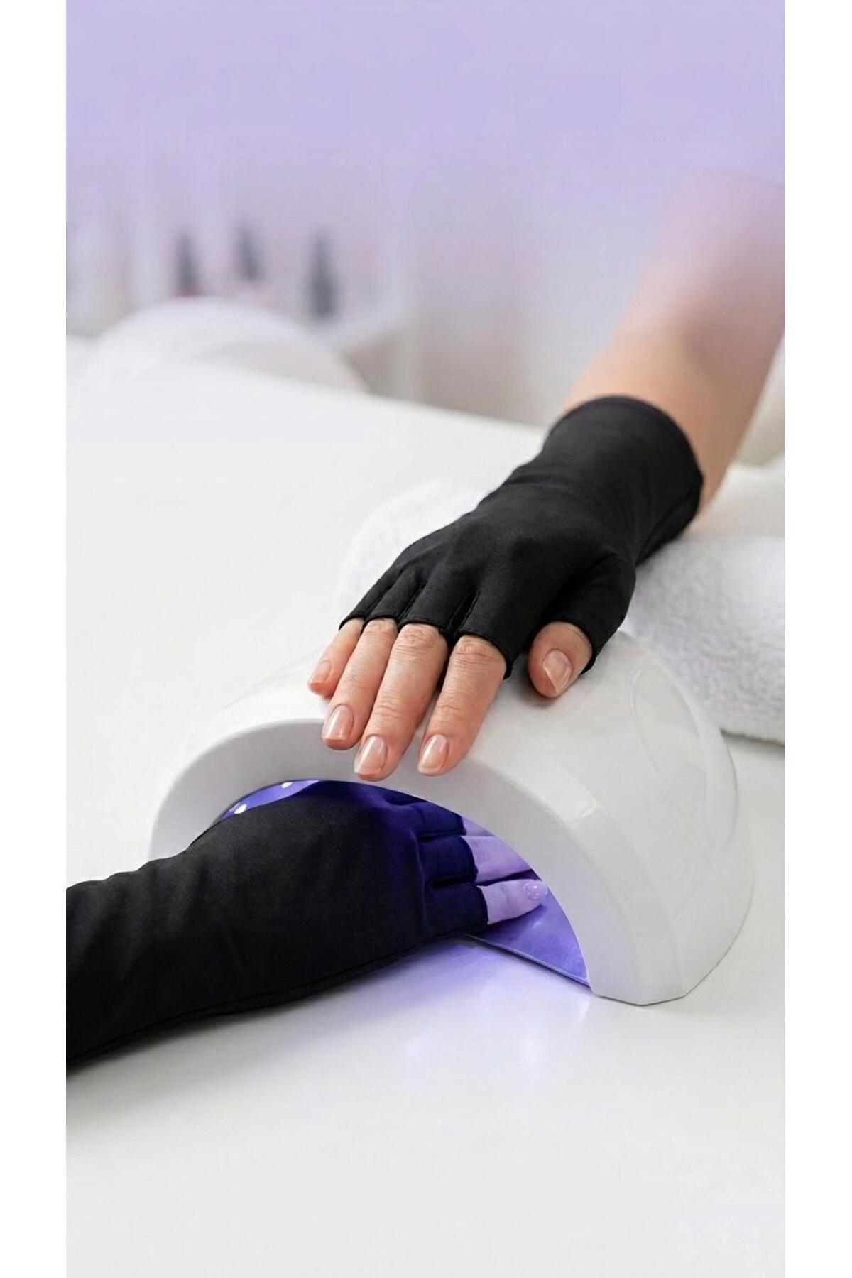 UV Koruyucu Nail Art Kalıcı Oje Eldiveni, Jel ve Protez Tırnak Eldiveni (1 Çift) — مشکی uveldiven — تصویر 2 از 3