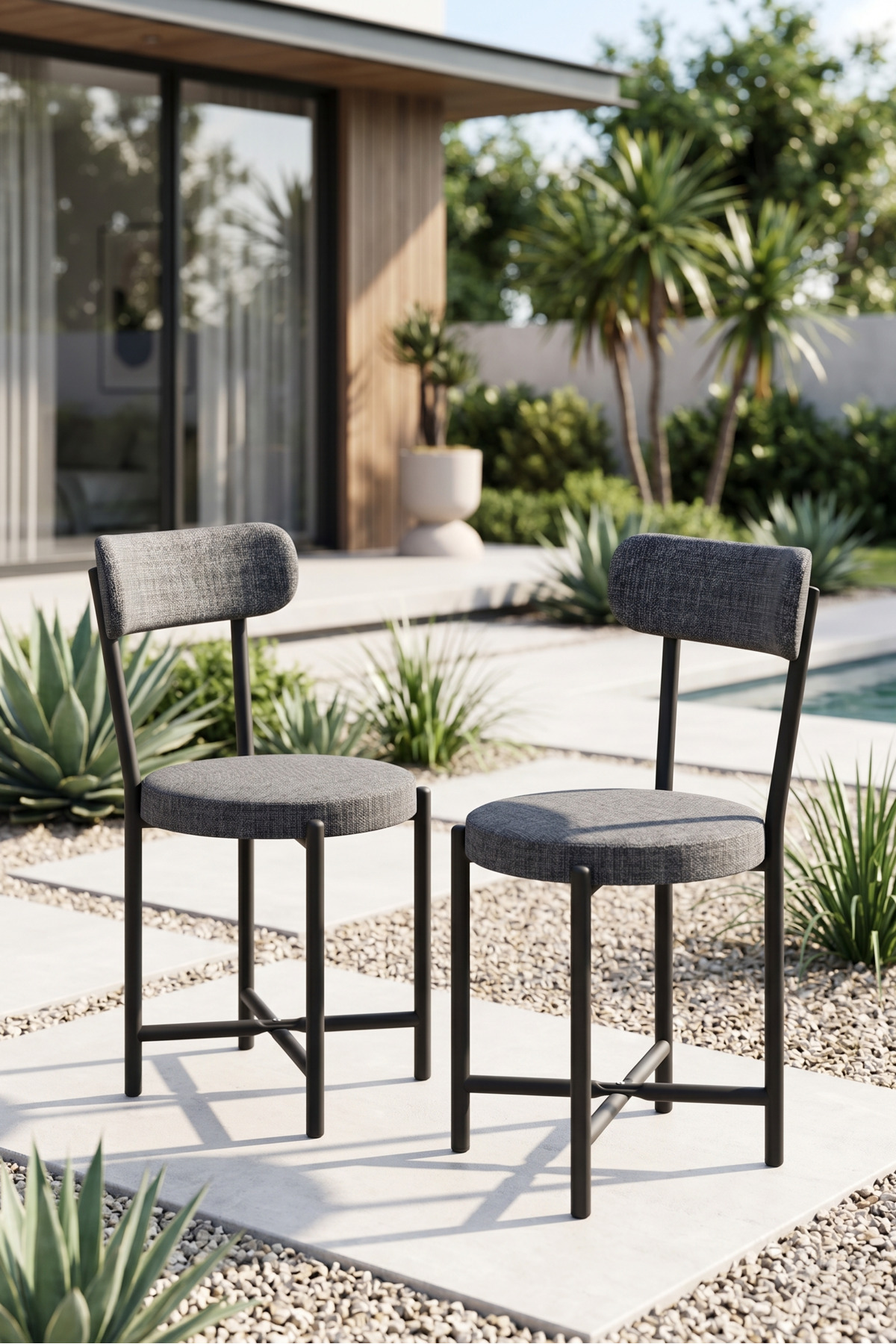 Sandalye 2 Adet Keten Kumaş Metal Ayak Modern Mutfak Sandalyesi Cafe Balkon Ofis Teddy 9813 Antrasit görsel 2