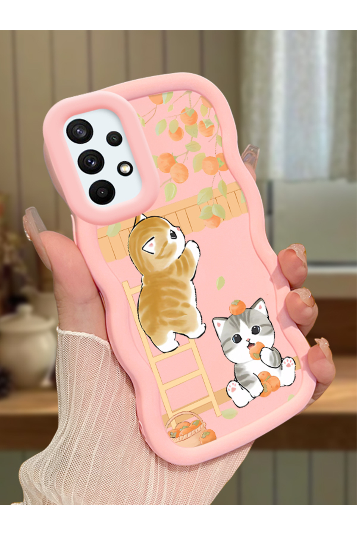 Samsung Galaxy A73 Compatible Pink Silicone Case Camera Shock Absorbing Design Stylish Printing