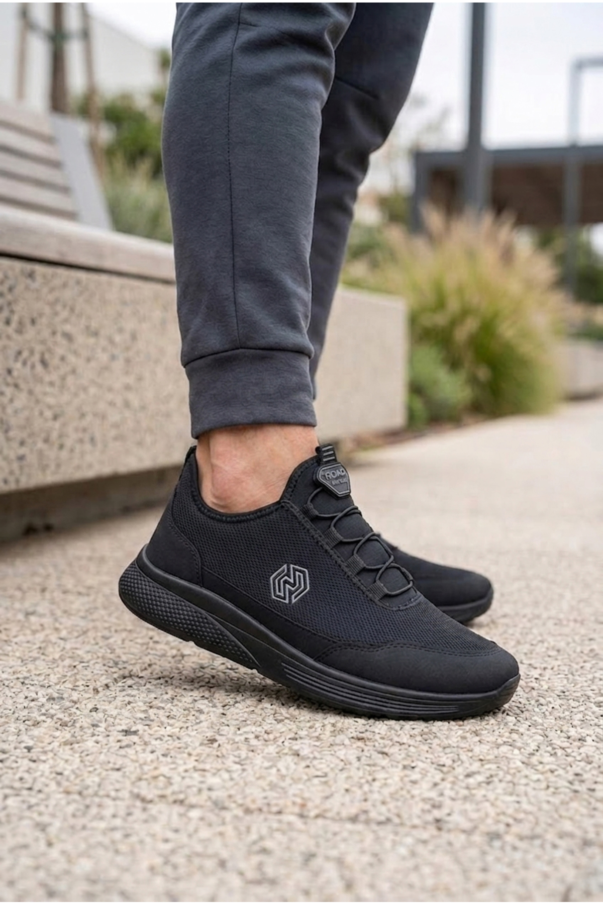 Vojo RF Ultra Hafif Rahat Taban Yürüyüş Koşu Bağcıksız Erkek Spor Ayakkabı Sneaker Black