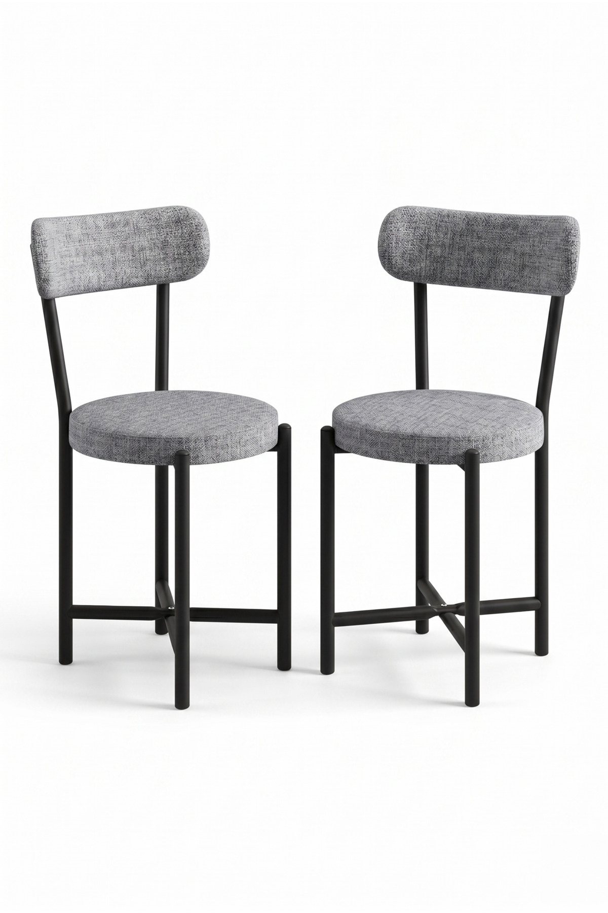 Sandalye 2 Adet Keten Kumaş Metal Ayak Modern Mutfak Sandalyesi Cafe Balkon Ofis Teddy 9812 Gri görsel 3