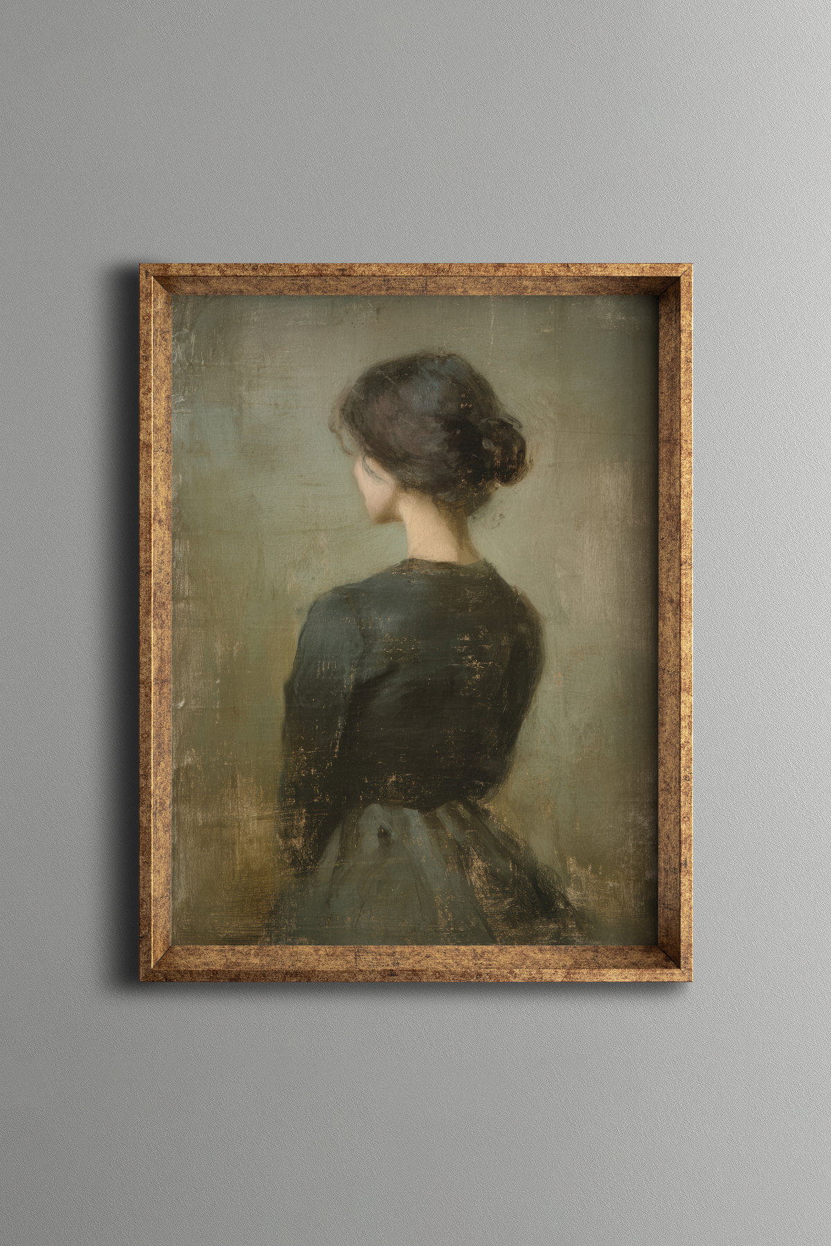 Elegant Woman Turned Back - Vintage Patterned Frame - Slim Model